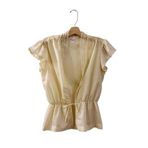 Vintage New Fashion Creation Blouse Top Vest Lace Cream Ivory Poly Cotton